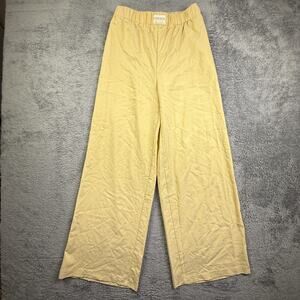 STUDIO SEVEN Designs Wide Leg Pull On Pants Stretch Waist Womens M Banana Yellow